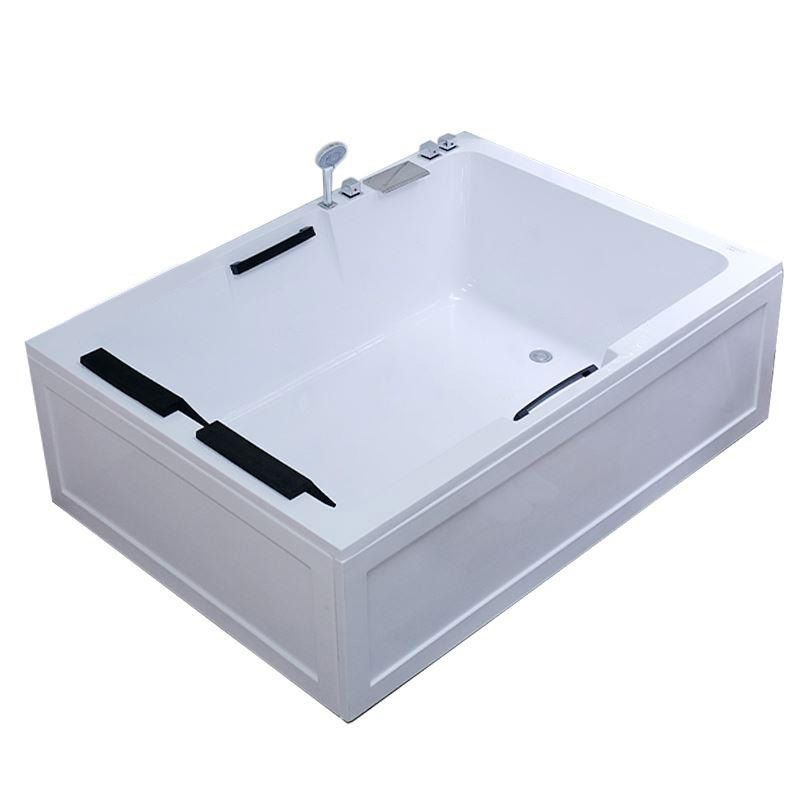 Modern Square Bath Acrylic White Soaking Right Back to Wall Bathtub