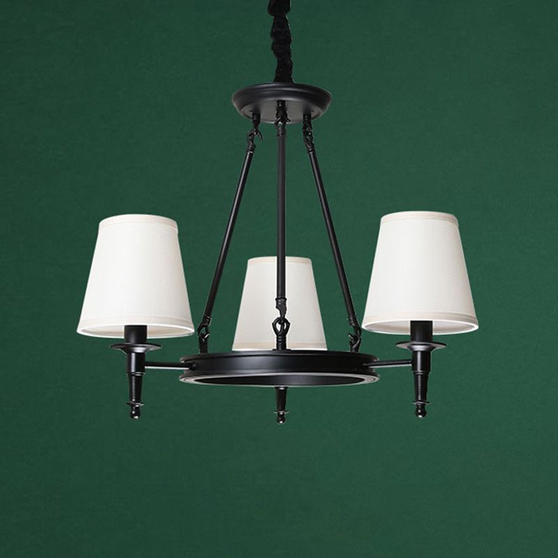 Bucket Shade Fabric Suspension Light Simplicity Living Room Chandelier Lighting Fixture