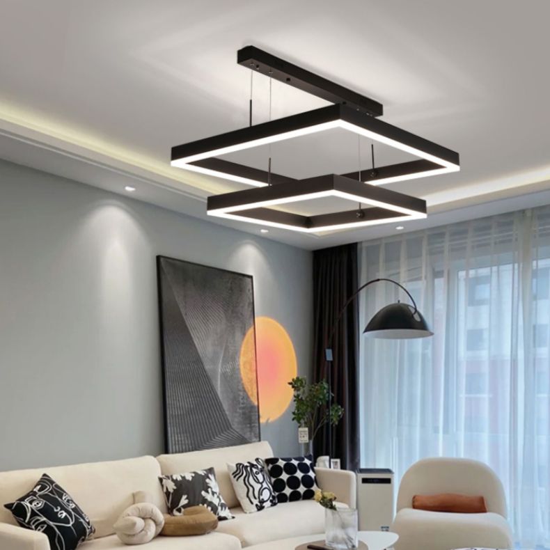 Modern Chandeliers For Dining Room Multiple Squares Hanging Light Fixtures