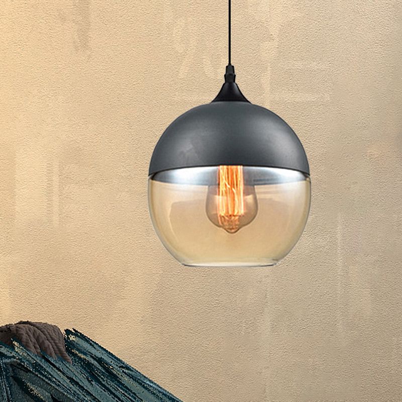 5 "/ 7" / 8 "de large tambour / cylindre / pot transparent en verre transparent pendant moderne 1 clair de suspension blanche / noir clair