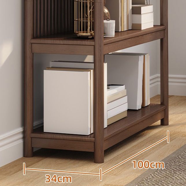Brown/Natural Glass Paned Cabinet, Solid Wood Mid-Century Modern Cabinet