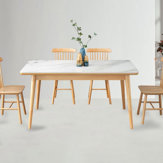 Einfachheit Home Sintered Stone Esstisch Rechteck Form Esstisch mit 4 Beinen Basis