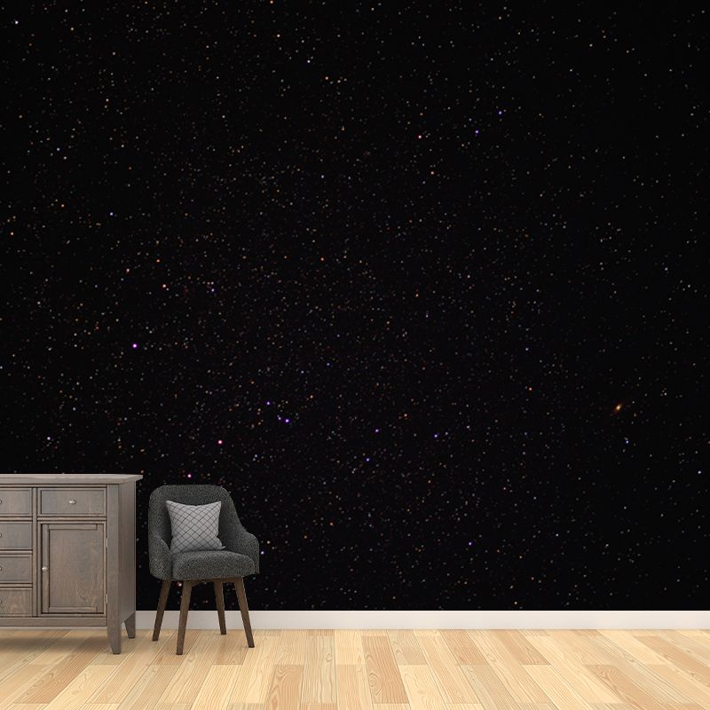 Photo Print Contemporary Mural Black Night and Starry Sky Wall Covering, Optional Size
