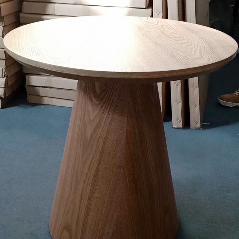 Contemporary Wood Side Table Pedestal Round Living Room Table