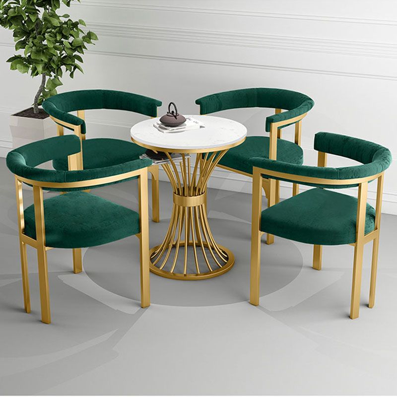 Glam Metal Dining Room Chair Armless Open Back Dining Side Chair for Restaurant Use