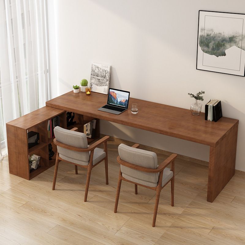 Contemporary Pine Office Desk L-Shape Writing Desk for Office