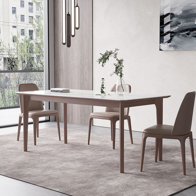 Rectángulo 4 patas mesa de medio siglo color blanco mesa fija de piedra sinterizada