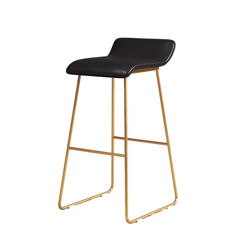 Coffee Shop Counter Stool Glam Metal Footrest Low Back Counter Stools