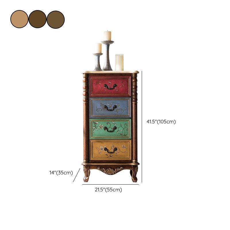 Traditional Vertical Lingerie Chest Rubber Wood Storage Bachelor Chest for Bedroom