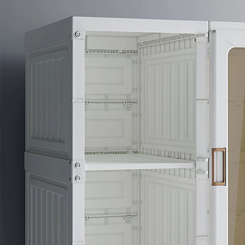 Contemporary Freestanding Plastic Wardrobe Foldable Wardrobe with Shelves in White