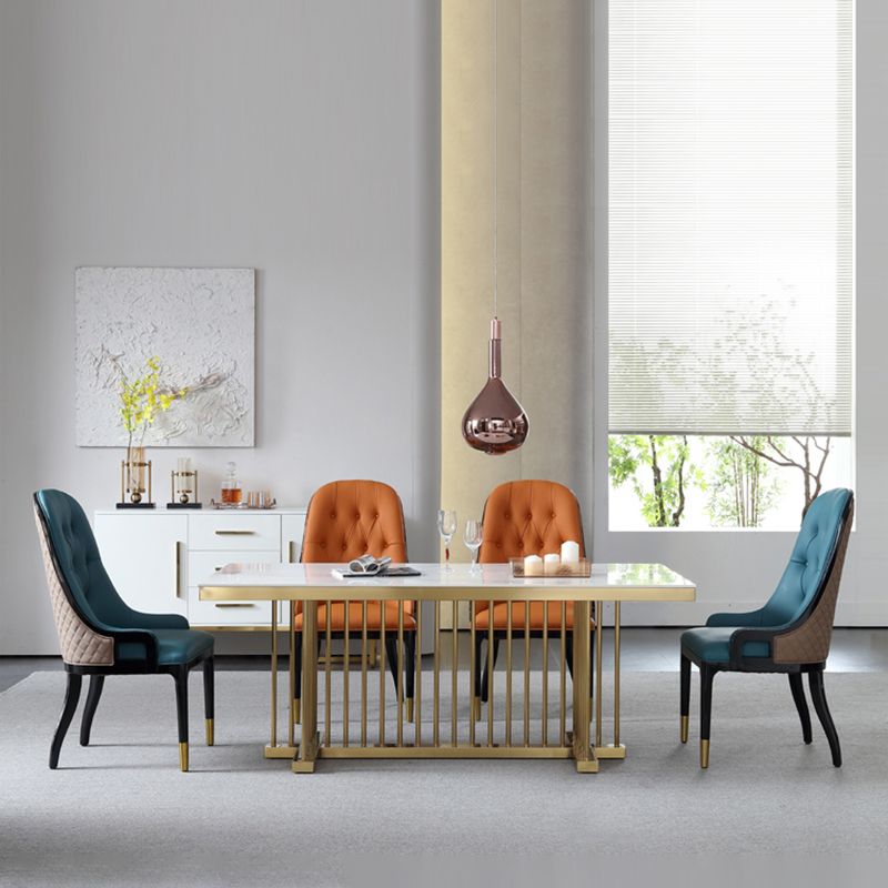 Minimalist Design Leather Dining Side Chair Solid Back Arm Chairs for Kitchen