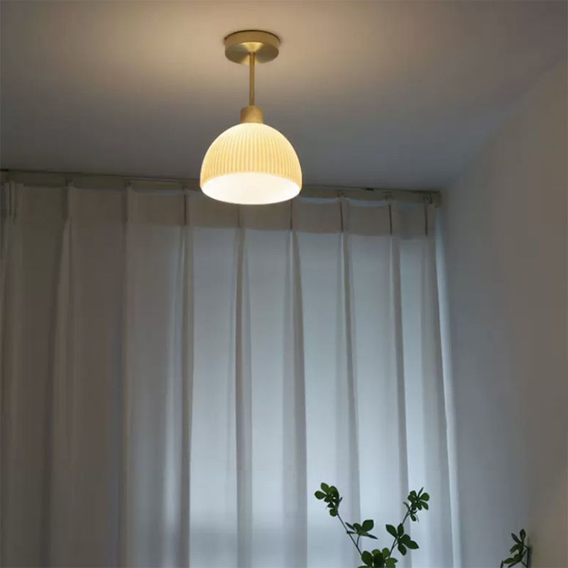 Contemporary Ceiling Lamp Glass Shade Flush Mount Light Fixture
