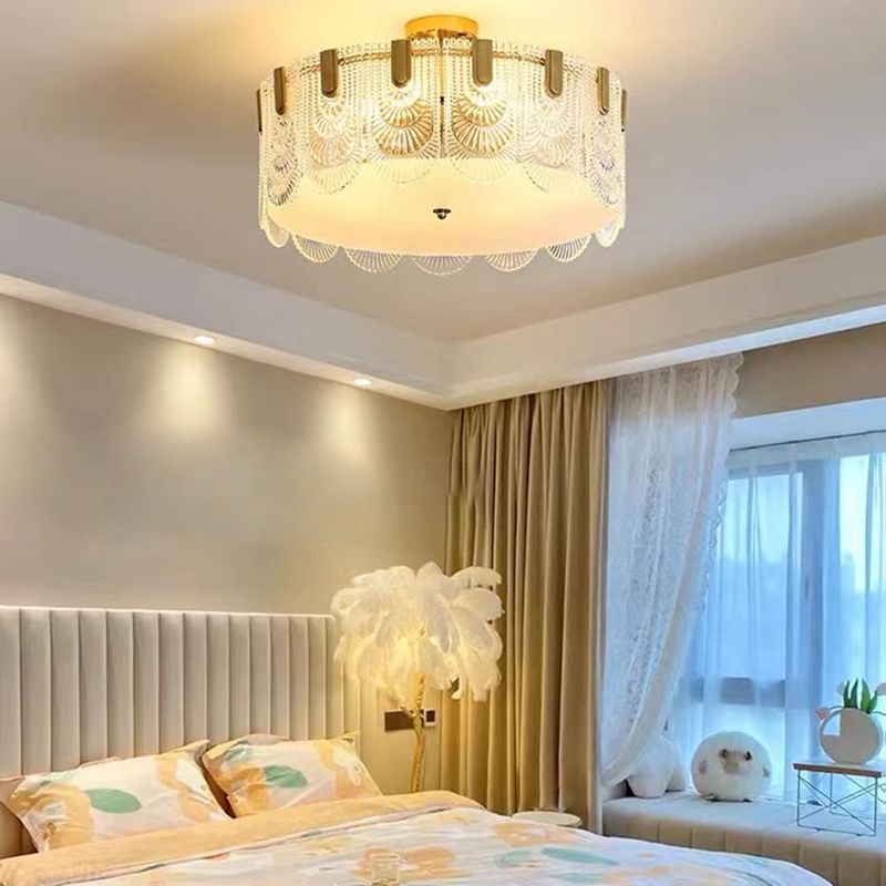 Modern Glass Ceiling Lamp Minimalist Flush Mount Light Fixture for Bedroom