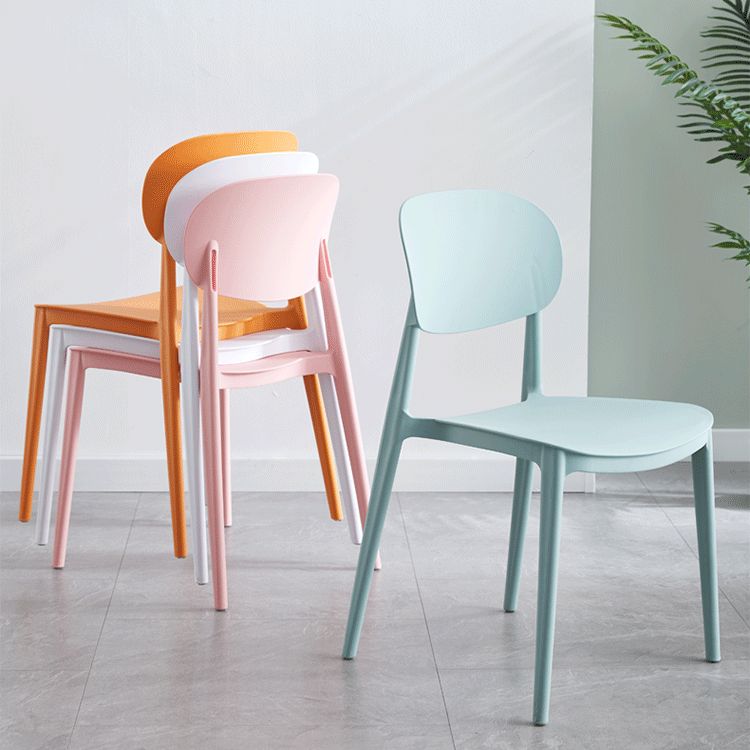 Plastic Scandinavian Dining Room Chair Matte Finish Open Back Dining Side Chair
