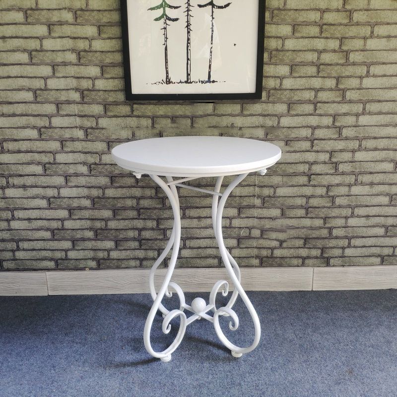 Contemporary Solid Wood End Table Metal Frame Gross Legs Sofa Side Accent Table