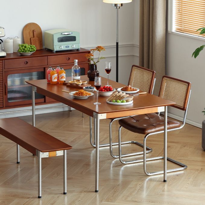 Modern Rectangle Dining Table with Stainless Steel Leg for Living Room