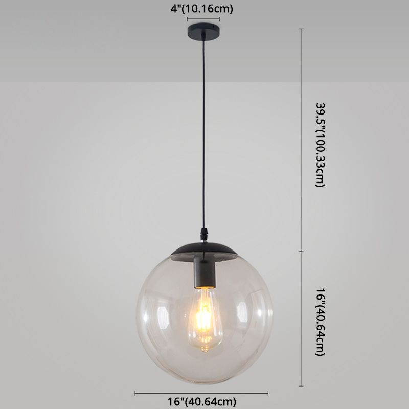 Minimaliste moderne à 1 lampe à la lumière Lumière Bubble Boule de verre transparent Lumière suspendue avec 39 "fil suspendu