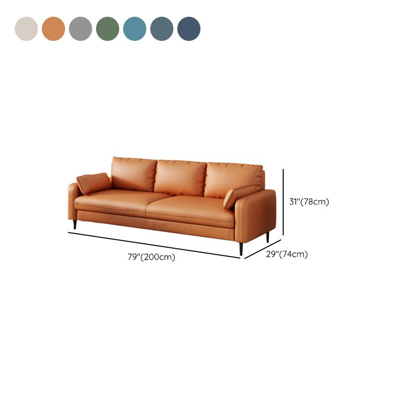 Fabric Settee with Four Legs Contemporary Sofa with Bolster Pillows