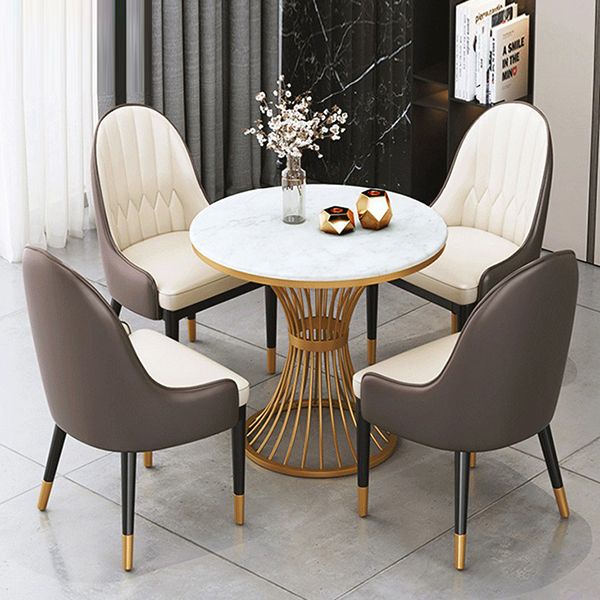 Mesa de comedor de piedra Mesa de comedor tradicional de lujo con base de pedestal