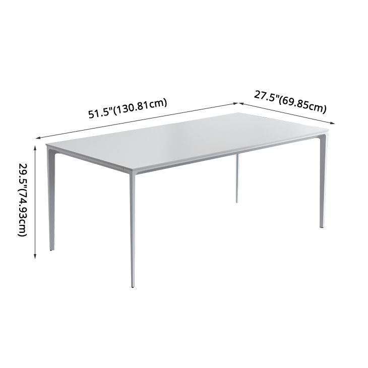 Modern Sintered Stone Table Set of 5/7 with Rectangle Table Dining Set with White Chairs