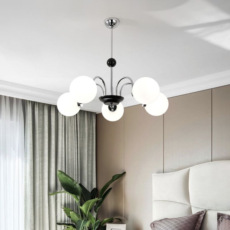 Vintage Simplicity Round Ceiling Chandelier Milk Glass Hanging Light for Living Room