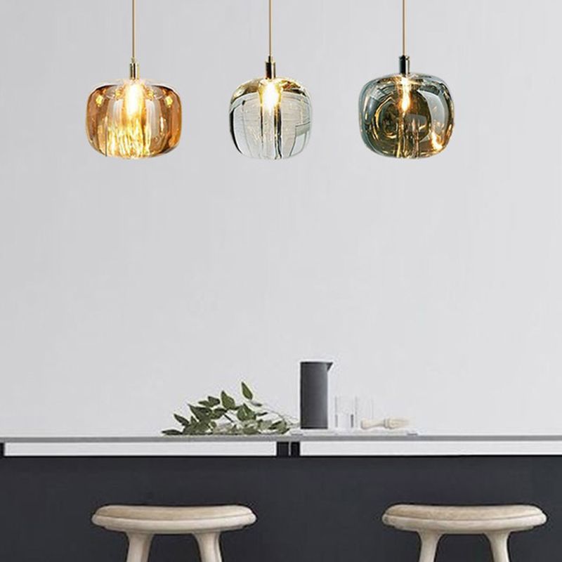 Post moderne stijl glas eenvoud hangende metalen basis enkele lamp hanglampje voor trap gang