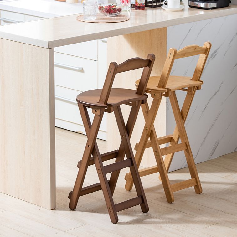 Solid Wood Folding Bar Stool Contemporary Indoor Barstool with Backrest