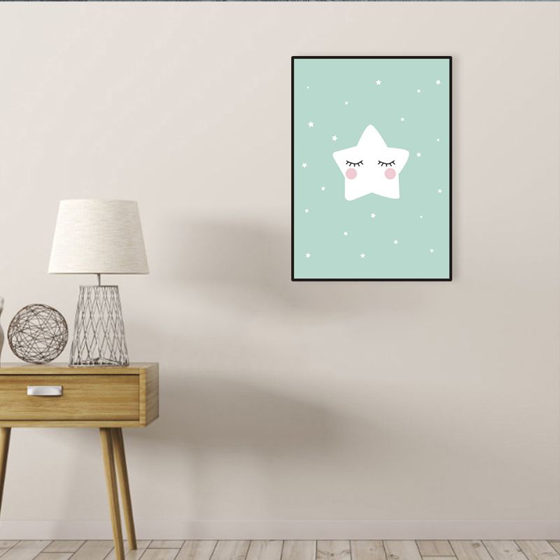Soft Color Starry Sky Canvas Textured Wall Art Print for Living Room, Multiple Size