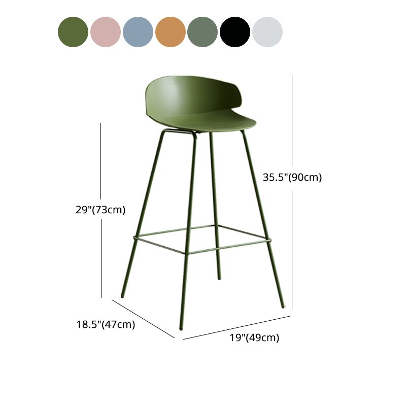 Scandinavian Plastic Metal Counter Stools Low Back Indoor Bar Stools with 4 Legs