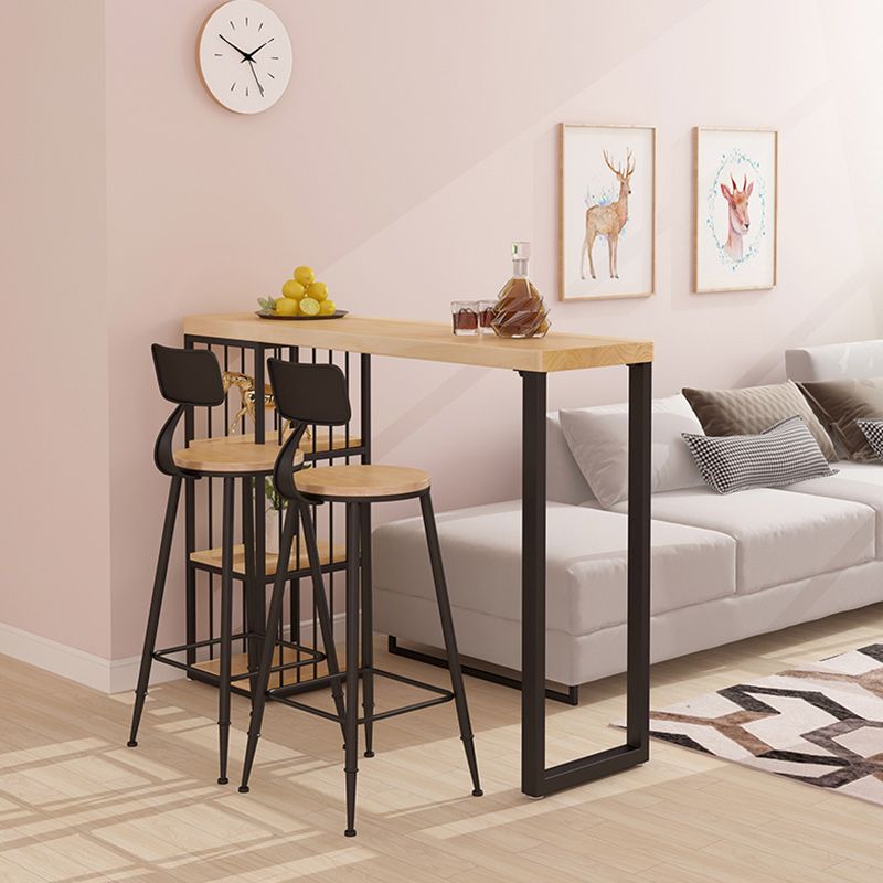 Modern Rectangular 1/3 Pieces Pub Table Set Wooden Counter Table with High Stools