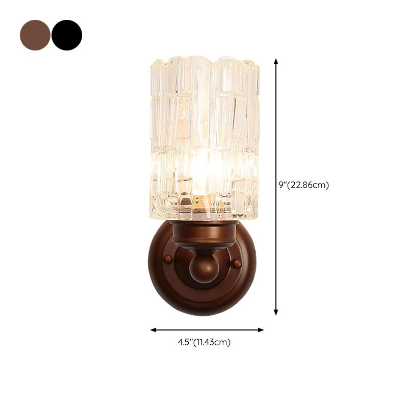 Nordic Style Wall Light Cylinder Shape Wall Lamp with Glass Shade for Bedroom