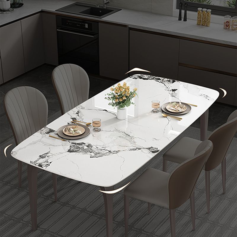 Modern Rectangular Table Sintered Stone Dining Table with 4 Legs for Home