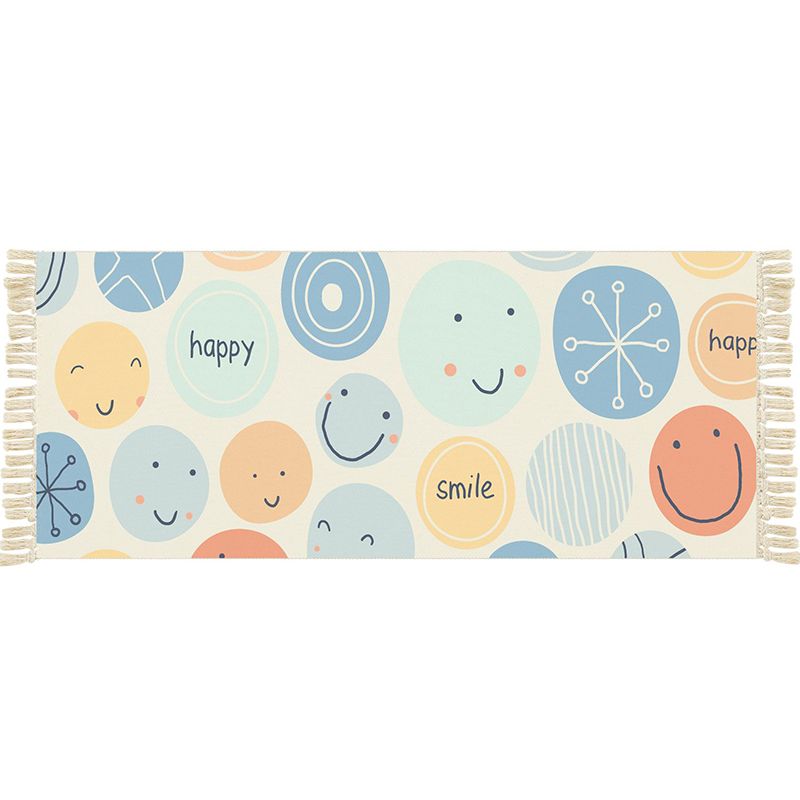 Multi Color Funky Rug Cotton Geometric Shapes Rug Pet Friendly Machine Washable Carpet for Bedroom