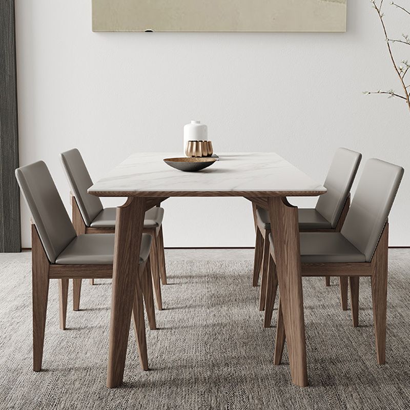 Modern Sintered Stone Top Dining Set Rectangle 1/4/5/7 Pieces Dinette Table Set in Grey