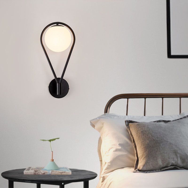 Globe Glass Wall Sconce in Modern Simplicity Wrought Iron Wall Lamp for Interior Spaces