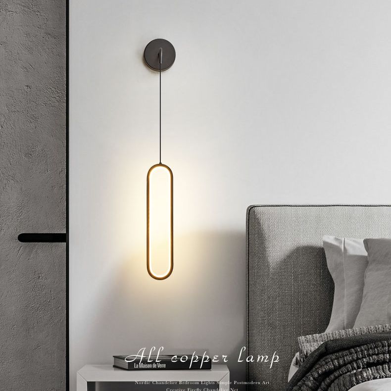 Oval Wall Mount Light Fixture Simplicity Style Metal LED Bedroom Wall Light Sconce