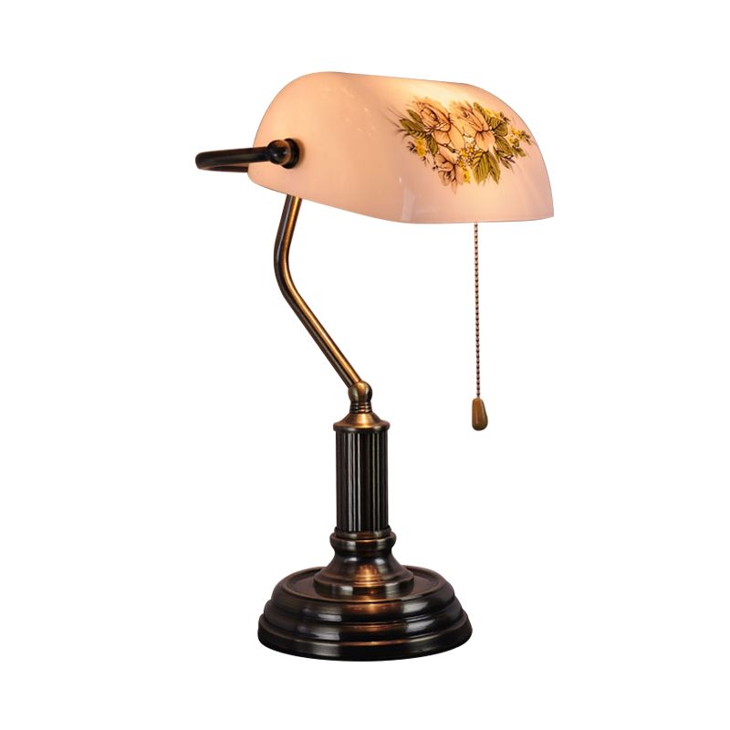 Lampada da notte a mezzo cilindro in vetro modellato Illuminazione da tavolo da soggiorno vintage a 1 testa in ottone con catenella