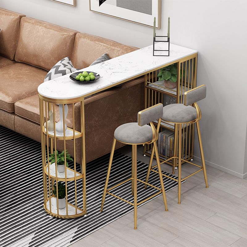 Low Back Indoor Counter Stools Glam Upholstered Footrest Counter Height Stool