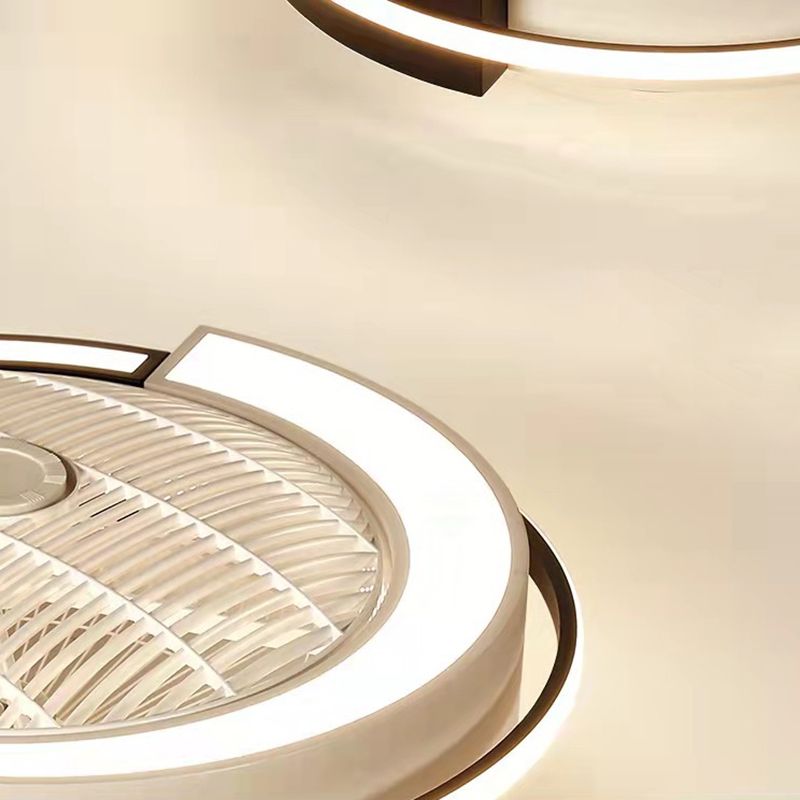 Spleißen trommelförmige LED -Deckenventilator Leuchte Nordische Metall Schlafzimmer Halbflush Mount Leuchte