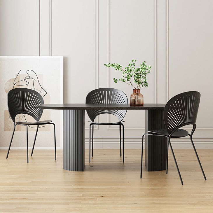 Oval Two-Color Dining Table Simplicity Double Pedestal Table for Dining Room