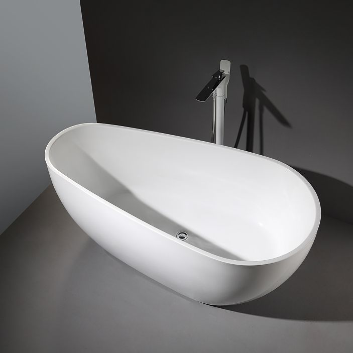 Modern Oval Bath White Acrylic Soaking Freestanding Back to Wall   Bathtub