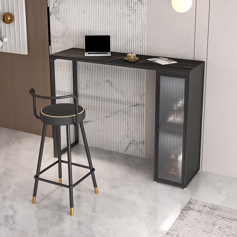 1/2 Pieces Modern Rectangle Sintered Stone Counter Table with High Stools