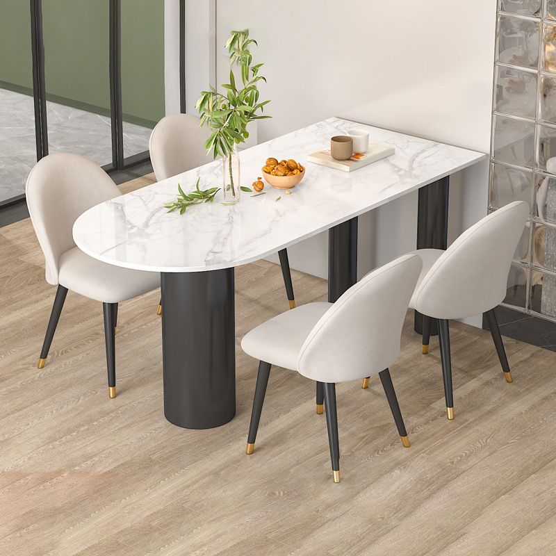 Glam Style Sintered Stone Dining Set Rectangle 1/4/5/6 Pieces Dining Set for Dining Areas