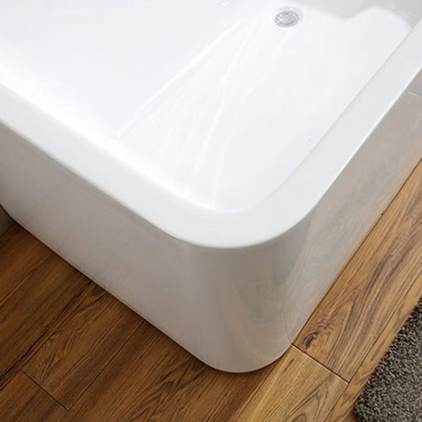 Back to Wall Soaking Bathtub Modern Rectangular Antique Finish Tub