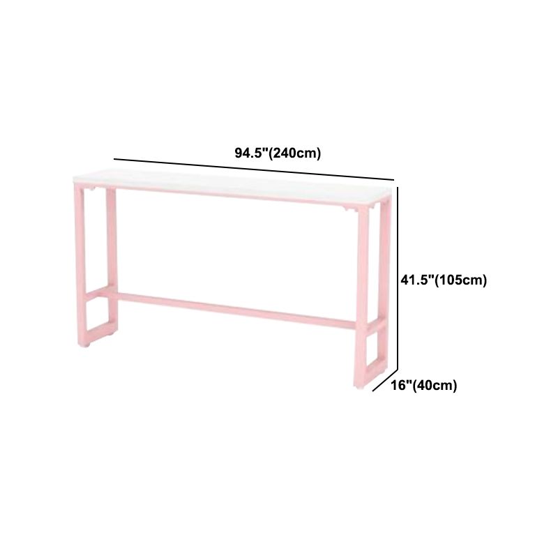 Modern 1/5 Pieces Bar Table Set Rectangle Stone Counter Table with High Stools for Cafe