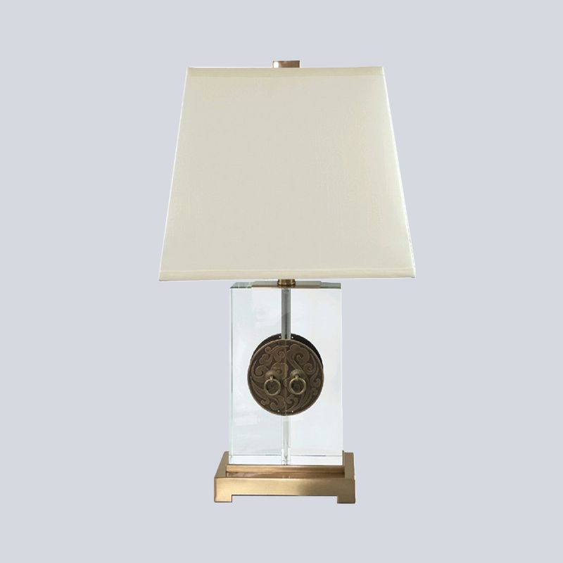 Scrivania in tessuto rettangolare luce modernista cristallo chiaro 1 lampada da tavolo notturna in oro