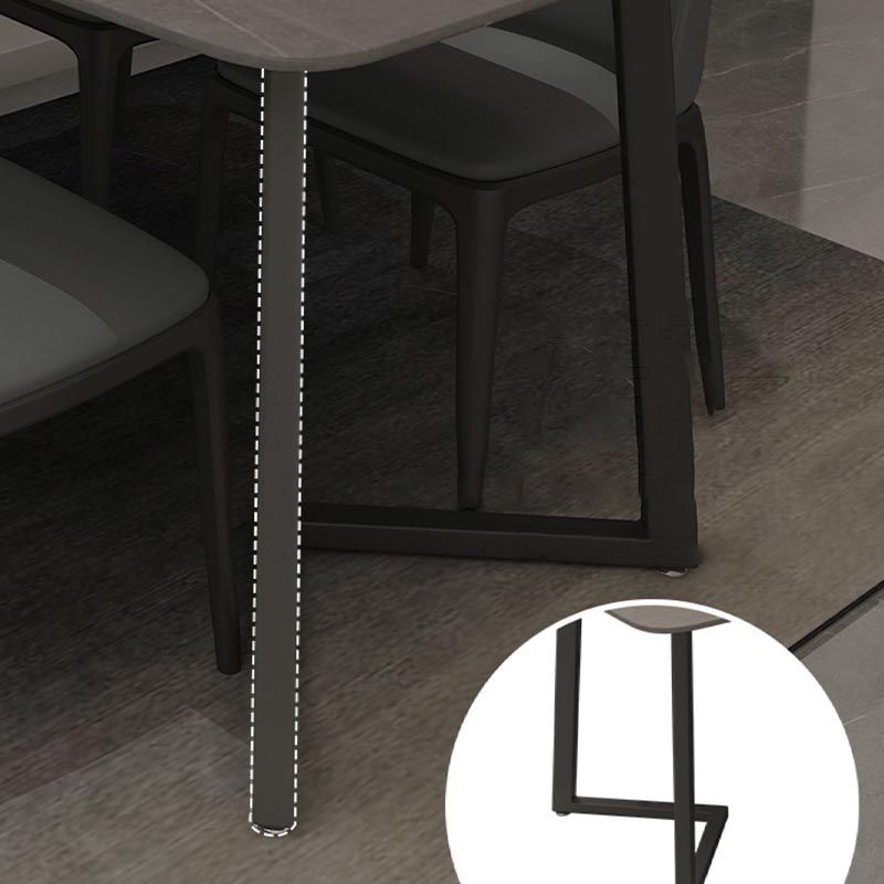 Industrial Sintered Stone Top Dining Table Rectangle Table with Double Pedestal