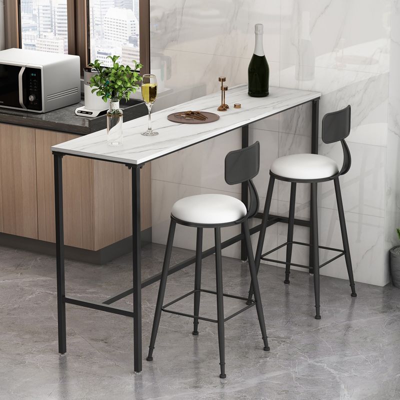 Modern Bar Stool and Table Set 1/3/5 Pcs Rectangle Stone Top Bar Table and Stools