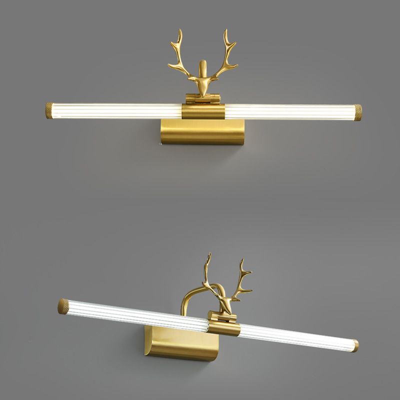 Golden Postmodern Antlers Wall Sconce One-Blub Metal Wall Mounted Lamps for Bathroom