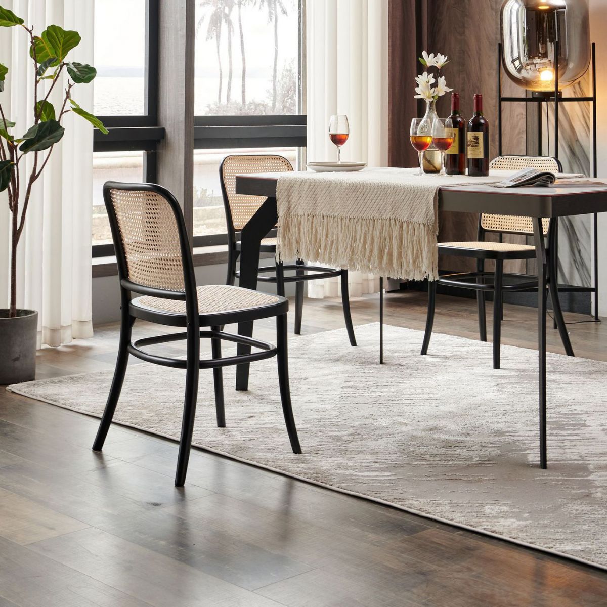 Modern Style Solid Wood Dining Room Kitchen Chair Open Back Side Chairs